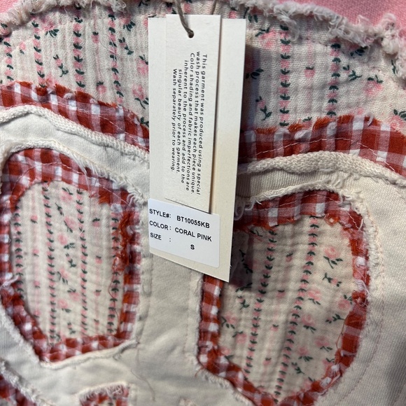 🔥 05 NWT BlueVelvet Heart Peace Symbol Patchwork Sweatshirt FIRM - Picture 6 of 12